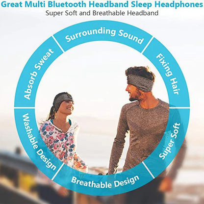 Masque de musique sans fil Bluetooth, bandeau de sport, casque anti-bruit, pour conversation, course, yoga, musique, casque de sommeil sans fil