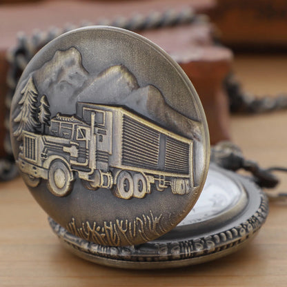 Steampunk Bronze Big Car Truck Pocket Watch with Chain Pocket Watches for Men Women Exquisite Retro Watches Relogios