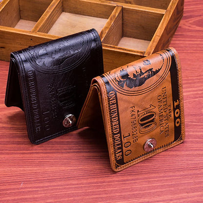 Men's Wallets With 100 US Dollar Pattern Wallet Male Leather Wallet Photo Card Holder Fashion Large Capacity Wallet Purse Bag