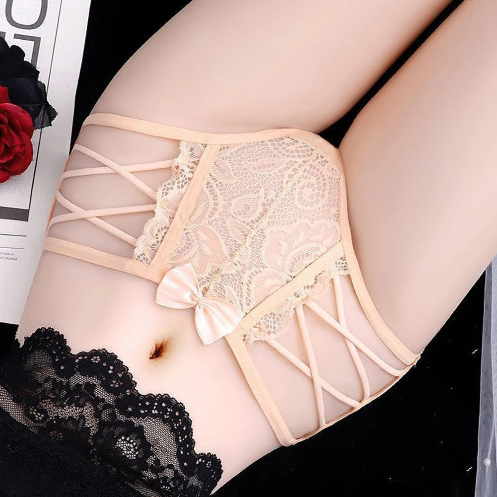 Women Sexy Underwear Comfortable Floral Sexy Low Waist Hollow Lace See Through Panties Breathable Female Inmitate Lingerie