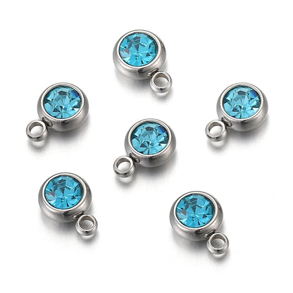 Lot de 20 breloques en acier inoxydable avec strass transparents et cristaux transparents pour la fabrication de bijoux, colliers, bracelets et autres accessoires.