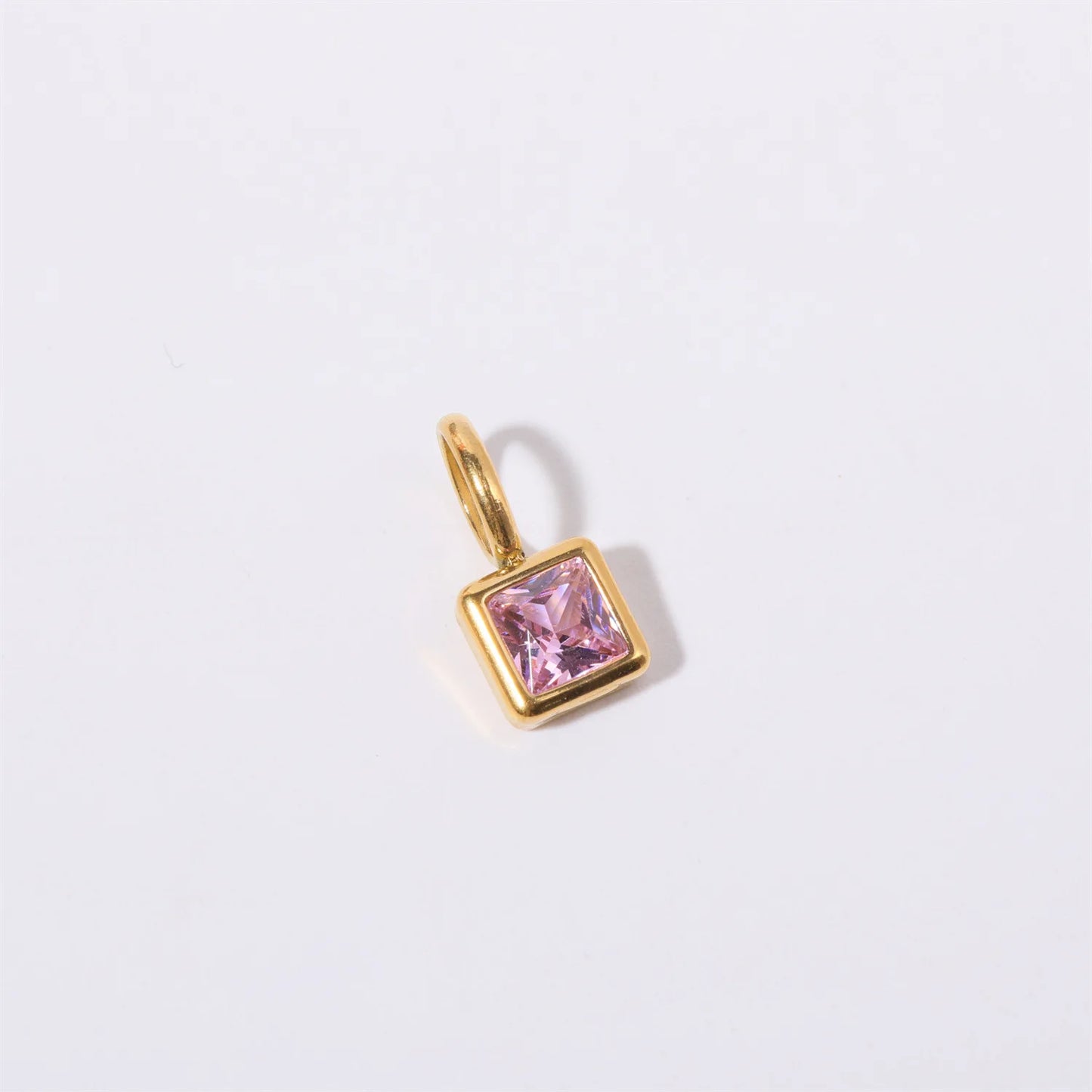 Nouveautés en acier inoxydable, breloques avec 12 pierres de naissance pour femmes et filles, pendentifs carrés colorés à la mode, accessoires de bijoux DIY