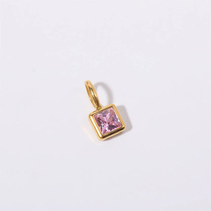 Nouveautés en acier inoxydable, breloques avec 12 pierres de naissance pour femmes et filles, pendentifs carrés colorés à la mode, accessoires de bijoux DIY