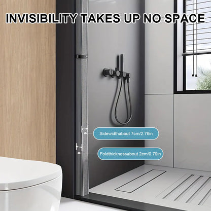 Foldable Magnetic Shower Curtain Waterproof Bath Curtain with 12/14 Hooks Modern Curtain Privacy Bathroom Divider for Bathroom