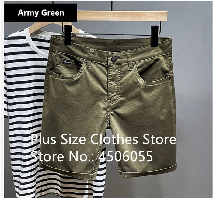 Cotton Shorts Men Summer Plus Size 46 44 42 40 Loose Thin Stretched Black Beige Students Blue Casual Half Trousers Streetwear