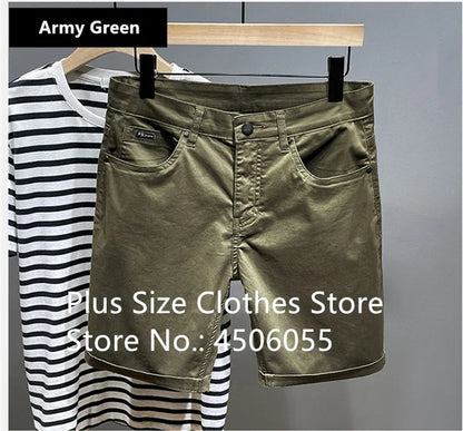 Cotton Shorts Men Summer Plus Size 46 44 42 40 Loose Thin Stretched Black Beige Students Blue Casual Half Trousers Streetwear