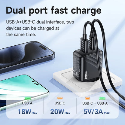 HOCO CS25A 20W USB Type C Charger PD Fast Charge Phone QC 3.0 Quick Chargers For iPhone 15 14 13 12 Pro Max Mini iPad Charging