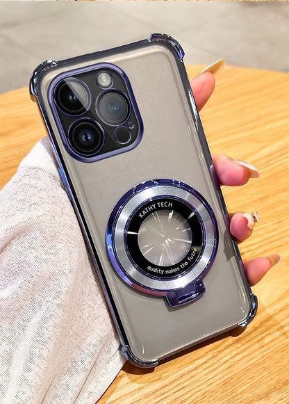 Magnetic Plating Phone Case for Xiaomi Redmi Note 11 13 14 Pro Plus 12C 13C 14C Poco X3 X5 Transparent Stand Cover