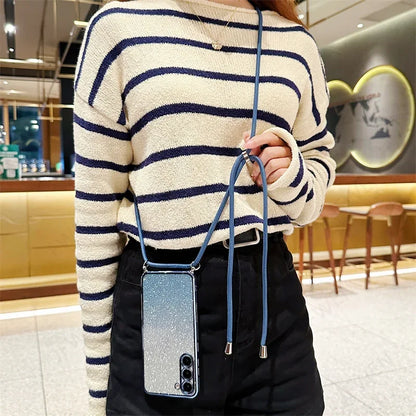 Crossbody Lanyard Glitter Case For Samsung Galaxy A15 A05 A14 A54 A34 A24 A04 A04S A04E A53 A13 A55 A35 A03 A03S Soft TPU Cover
