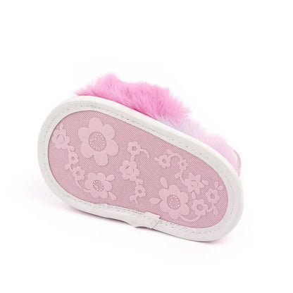 Sandales pour nouveau-né fille, mignonnes, été, hiver, en peluche, semelles souples, plates, princesse, antidérapantes, pour les premiers pas