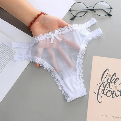 Sexy Lingerie G-String Summer Thin Panties Hollow Out Lace Seamless Underwear Low Waist Breathable Comfort Lady Briefs Thongs
