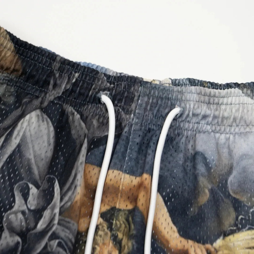 2024Summer New Digital Printing American Sports Casual Shorts Mesh Breathable and Loose Men's Short Shorts