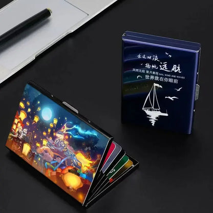Kemy Custom Engraving Frosted Retro Credit Card Holder Multifunction Wallet Multi-Use Leisure Coin Bag Father's Day Gift