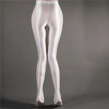 Glossy Shiny Stage Performance Leggings High Waist Fitness with Socks Skinny Yoga Trousers Women Clothing Stage Show