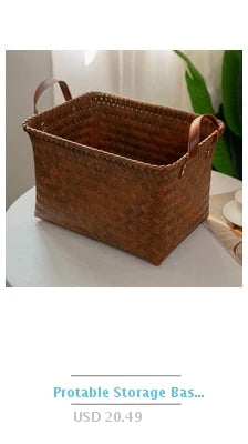 Boîte de rangement tissée à la main Grand panier Rangement de vêtements tissés Cuisine Chambre Salon Vêtements Épicerie Articles divers Organisateur