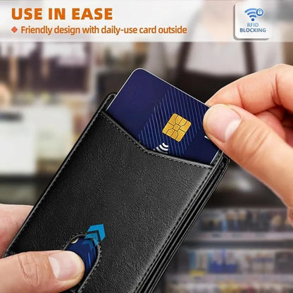 YATBEST Men's Card Bag Leather Multi slot Wallet RFID Anti theft Brush with ID Card Window Fashion Card Clip