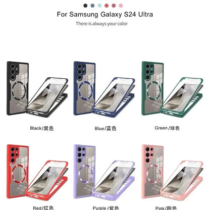 360 Full Cover Screen Protection Film Case for Samsung Galaxy S24 Ultra S23 Plus S22 Magsafe Magnetic Clear Hard Back Cover
