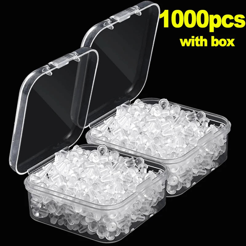 Lot de 500/2000 bouchons d'oreilles en silicone transparents, anti-chute, accessoires pour boucles d'oreilles