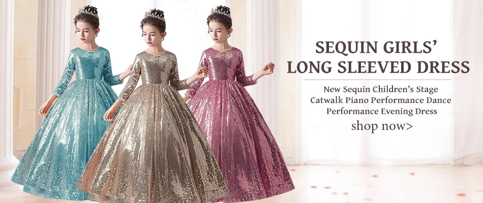New Girls' Dress Two Piece Set 3-10 Years Old Gorgeous Christmas Performance Dress Autumn Girls' Party Prom Dress