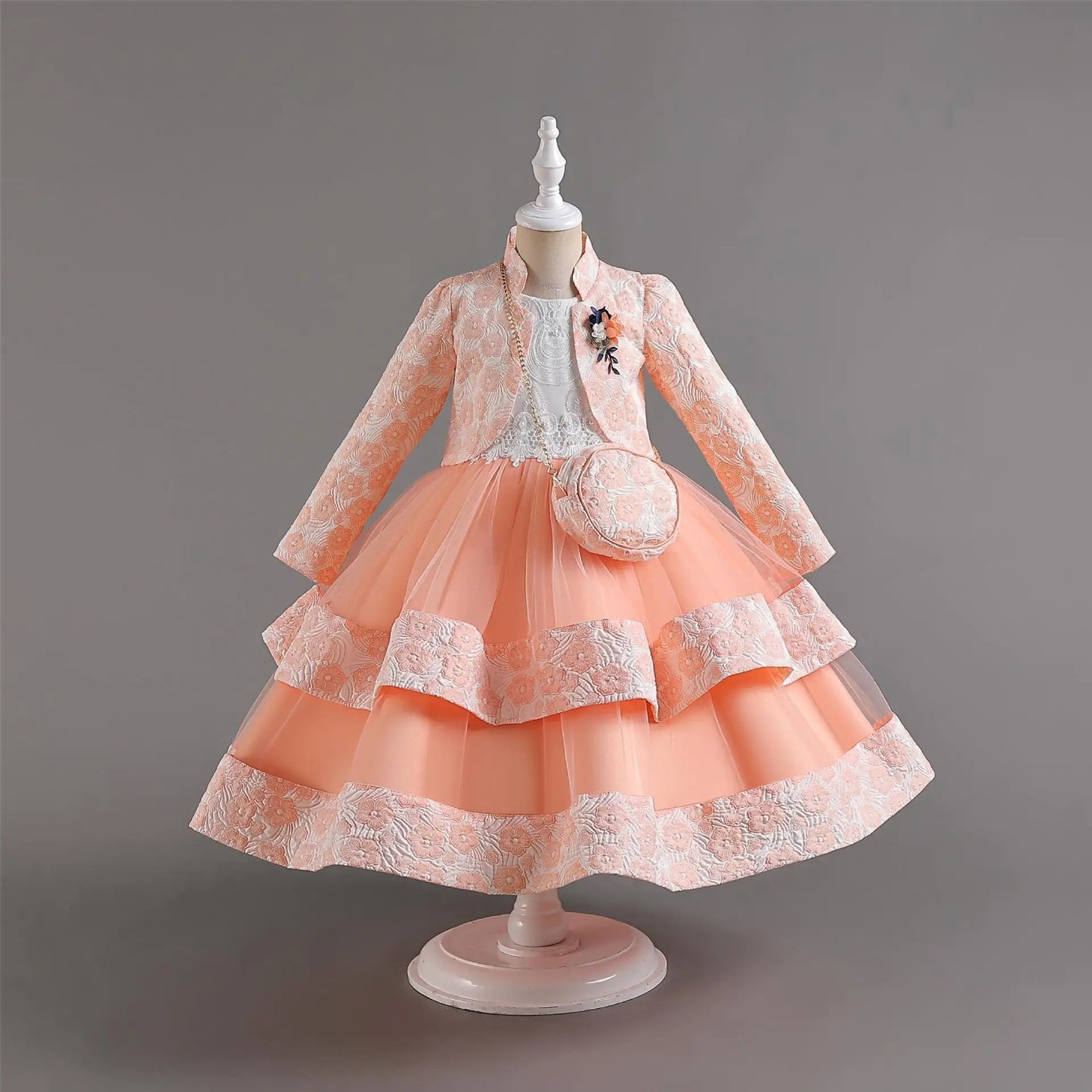 New Girls' Dress Two Piece Set 3-10 Years Old Gorgeous Christmas Performance Dress Autumn Girls' Party Prom Dress