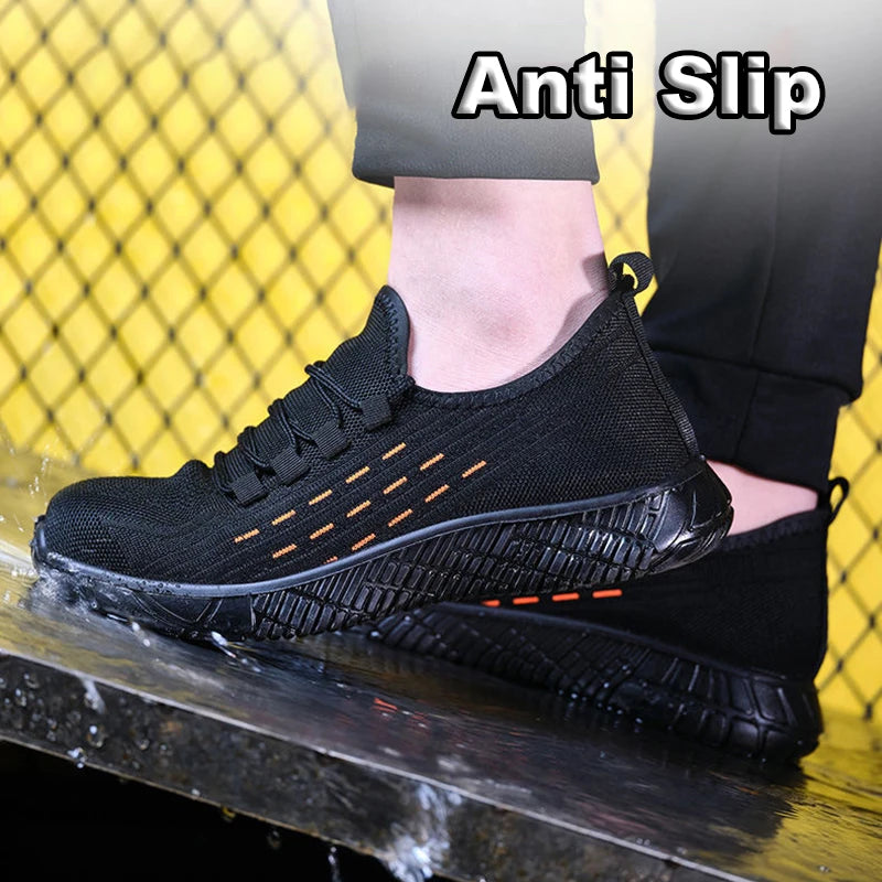 Bottes de sécurité Oulylan pour hommes, semelles solides, chaussures d'été résistantes à l'usure, embout en acier, chaussures de protection anti-écrasement pour le travail