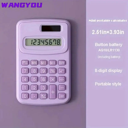 Small Solar Calculator Portable Calculator Cute 8 Digits LCD Electronic Home Office Calculator for Kid Primary School Calculator