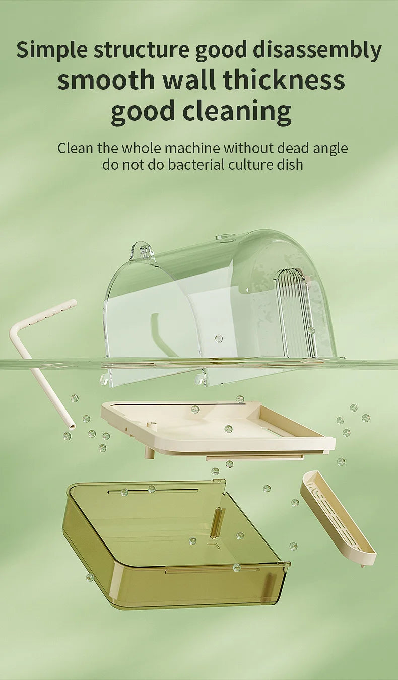 Clear Hanging Bird Bath Automatic Water Circulation Bath Shower For Bird Easy to clean Space Saving Design Bird Cage Accessory