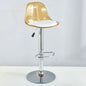 Adjustable Modern Bar Stool with Transparent Backrest Metal Frame Upholstered Seat with Lifting and Rotating Function