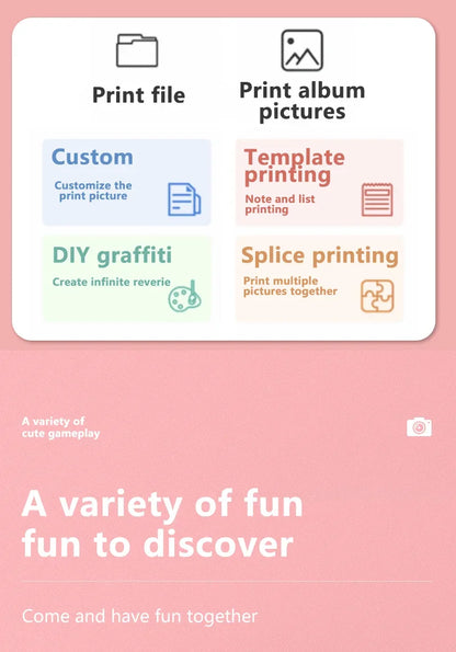 Digital Camera Toys Kids Instant Print Thermal Print Camera Instant Print Photo Video with 32G Memory Card Kids 1080P HD