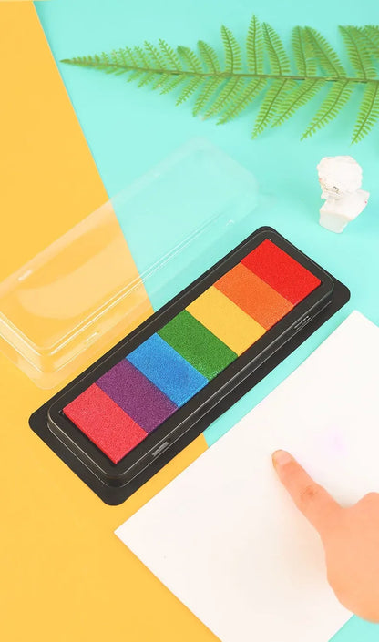 Kindergarten Creative Palm Finger Paint Ink Pad Diy Printing Station 7 Colours Kids Graffiti Finger Stamp Pad Stamp Drawing Toys