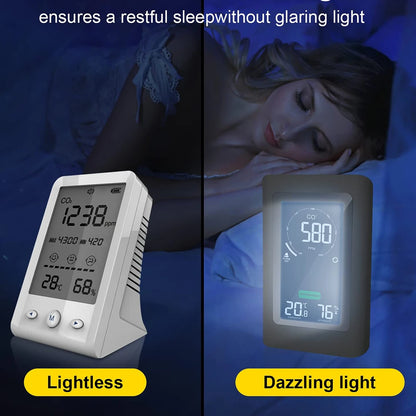 NDIR CO2 Meter Alarm Temperature Humidity Detector Indoor Air Quality Monitor Gas Analyzer with LCD Display USB Rechargeable