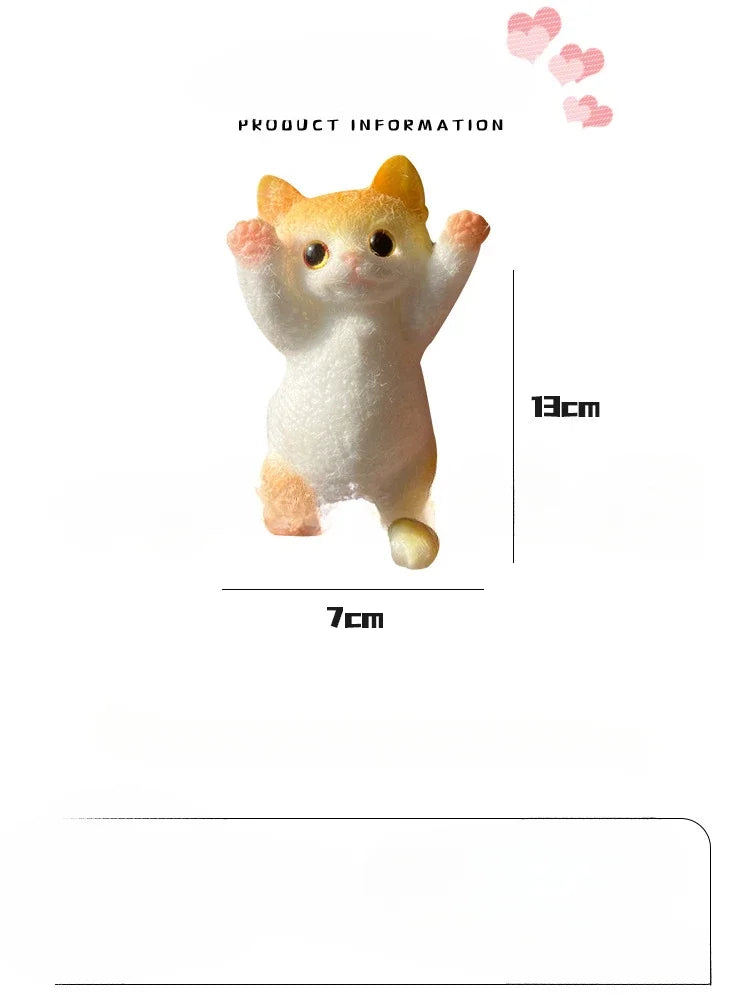 Squishy Cat Stress Relief Decor Taba Shocked Kitten Fidget Doll Soft Squeeze Plush for Pet Lovers, Home Office Decor Relax Gift