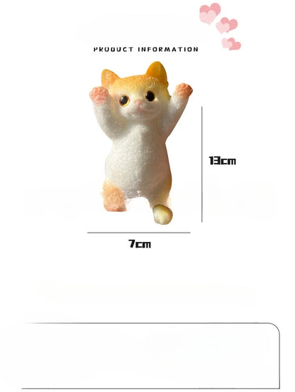 Squishy Cat Stress Relief Decor Taba Shocked Kitten Fidget Doll Soft Squeeze Plush for Pet Lovers, Home Office Decor Relax Gift