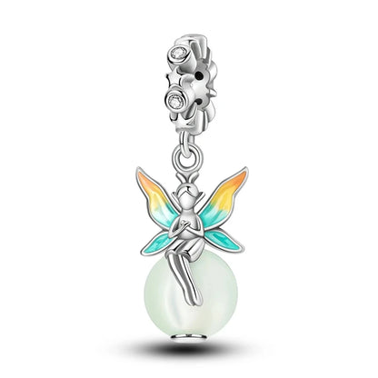 New 925 Sterling Silver Luminous Elf Blue Purple Butterfly Moon Life Tree Charms Beads Fit Pandach Original Bracelet DIY Jewelry