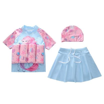 Ircomll New Kids Floatation Swimsuits Toddler Girl's 3 Piece Swimsuits Children Princess Buoyancy Swimwear Kids Beach Swimsuit