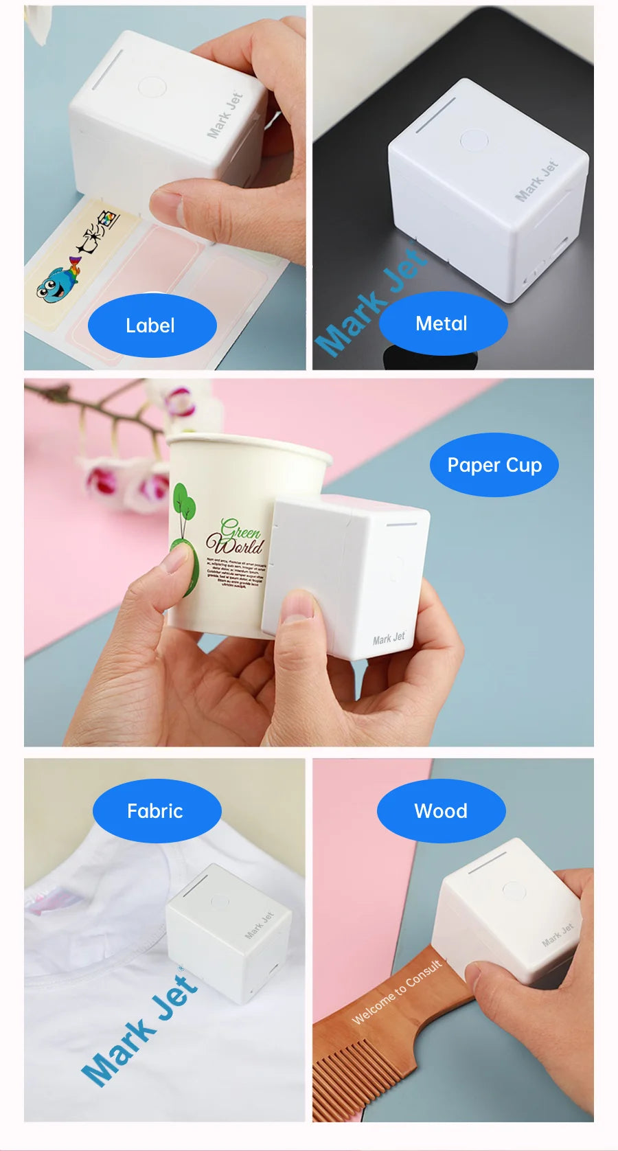 Mark Jet Mini Portable Color Printer Customized Text Smartphone Wireless Printing Handheld Inkjet Printer Tattoo Printer