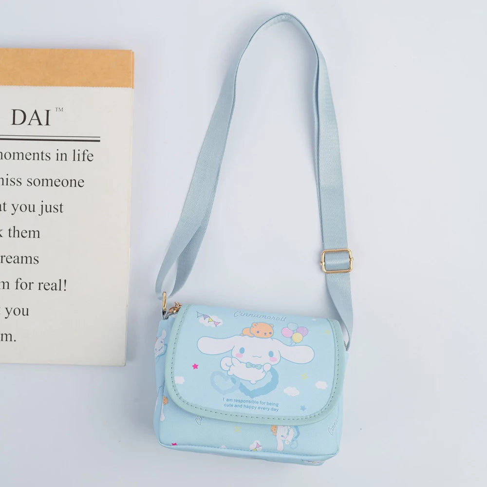 Cartoon Kuromi Hellokitty Flip Shoulder Bag Cute Fashion Cinnamoroll Storage Shoulder Bag Wallet Children's Girls Birthday Gifts