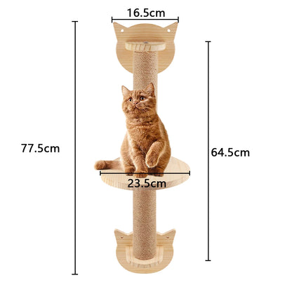 Étagères murales pour chats et échelle en corde, griffoir pour meubles pour chats, plateforme de saut en bois, jeu et sommeil pour chats