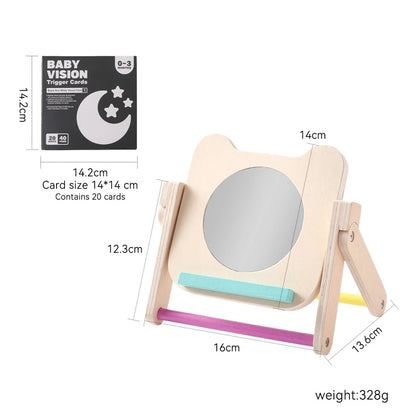 Baby Wooden Montessori Toys Mirror Tummy Time Infant Mirror Black White Contrast Visual Stimulation Sensory Development Toys