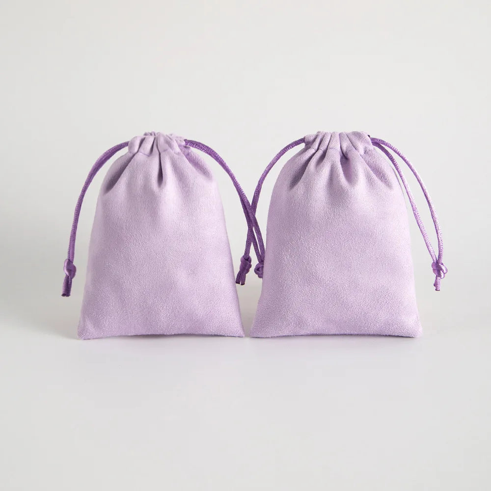 Lot de 10 pochettes en velours à cordon coulissant en flanelle grise pour bijoux, trousses de maquillage, pochettes cadeaux chics pour mariage