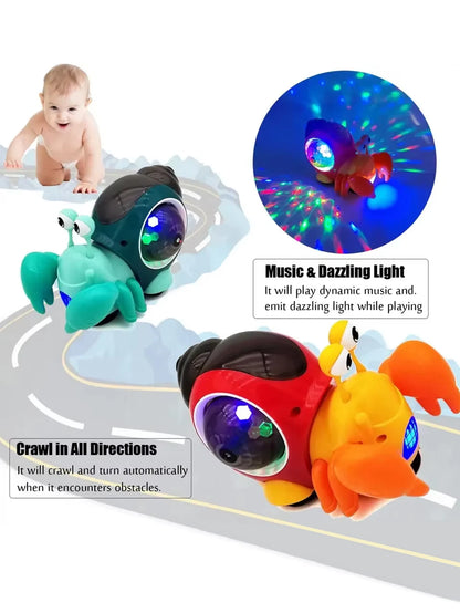 Children's electric universal snail hermit crab light music detachable electric puzzle early education toy without battery