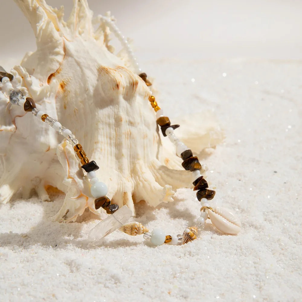 Chaîne de taille bohème d'été, pendentif en forme d'étoile de mer, coquillage, lien de taille ajouré, chaîne de corps pour bikini de plage pour femmes