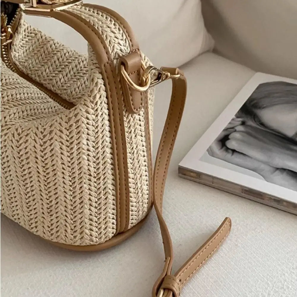 Straw Crossbody Bag For Women New Bohemian Small Knitting Summer Purse And Handbag Vacational Bucket Beach Bags