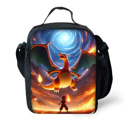Child School Cute Anime Charizards Backpack with Lunch Bags ,Pencil Bags ,School Bags for Boys Girls Best Gift