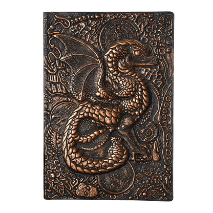 Carnet de notes A5 en relief avec motif dragon volant 3D, fait à la main, couverture en cuir, cadeau pour homme, voyage, pensées, notes, poésie
