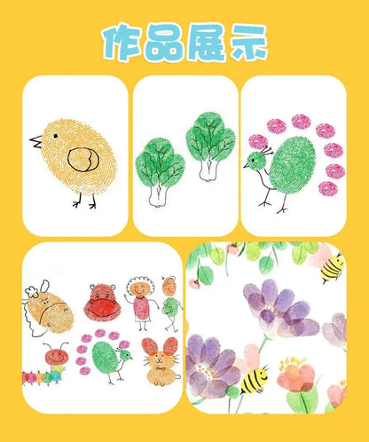 Kindergarten Creative Palm Finger Paint Ink Pad Diy Printing Station 7 Colours Kids Graffiti Finger Stamp Pad Stamp Drawing Toys