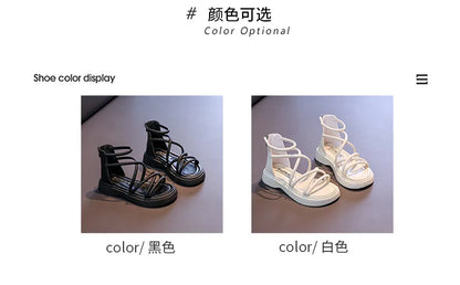 Girls' Roman Shoes 2025 New Fashionable Baby Shoes, Middle and High Top, Little Girls' Open toed Soft soled Princess Sandals