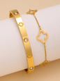1 Set Fashion Light Luxury Stainless Steel Four Leaf Flower Bracelet, Suitable for Women Daily and Party Wear Gift for Friends