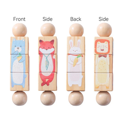 1pc Baby Wooden Rattle Toys Rotating Animal Matching Newborn Soothing Toy 0 12 Months Rotating Puzzle Montessori Toys for Babys