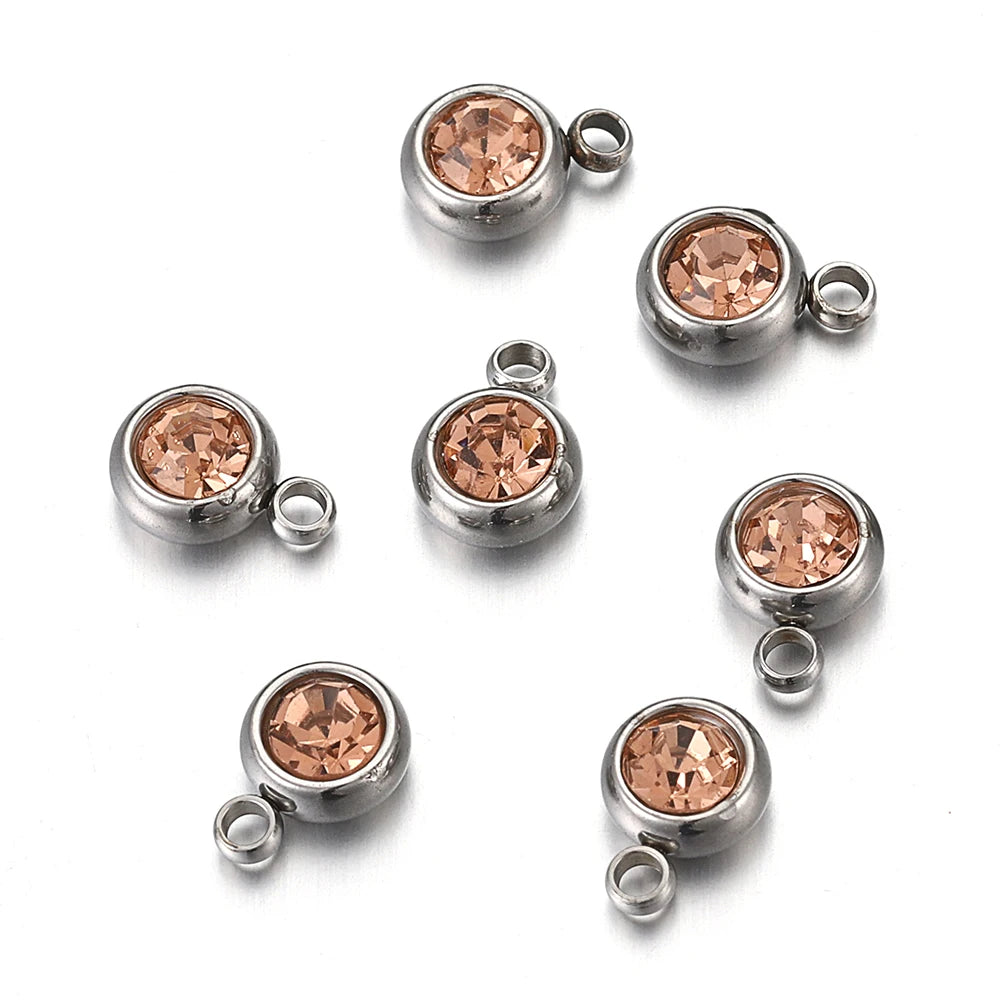 Lot de 20 breloques en acier inoxydable avec strass transparents et cristaux transparents pour la fabrication de bijoux, colliers, bracelets et autres accessoires.